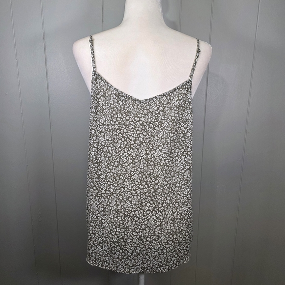 Loft Cami Olive Green & White Floral Tank Top Size L - Picture 7 of 11